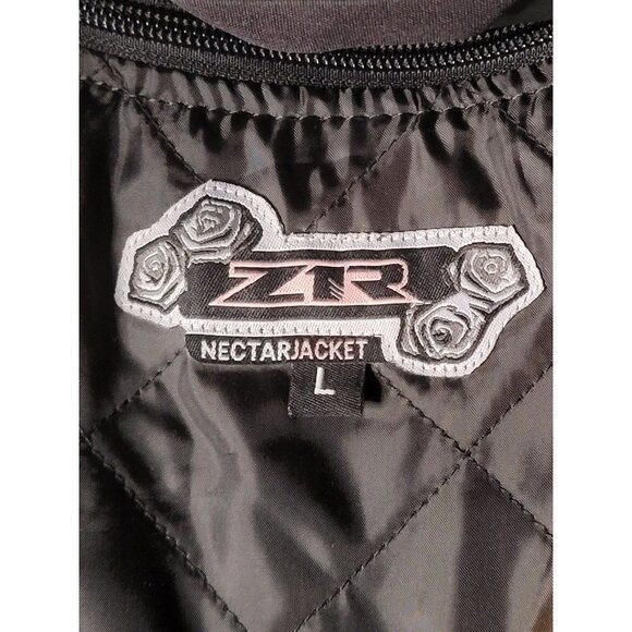 Z1R Nectar Womens LG Black White Leather Motorcycle Jacket Removable Pads Liner - Picture 2 of 14